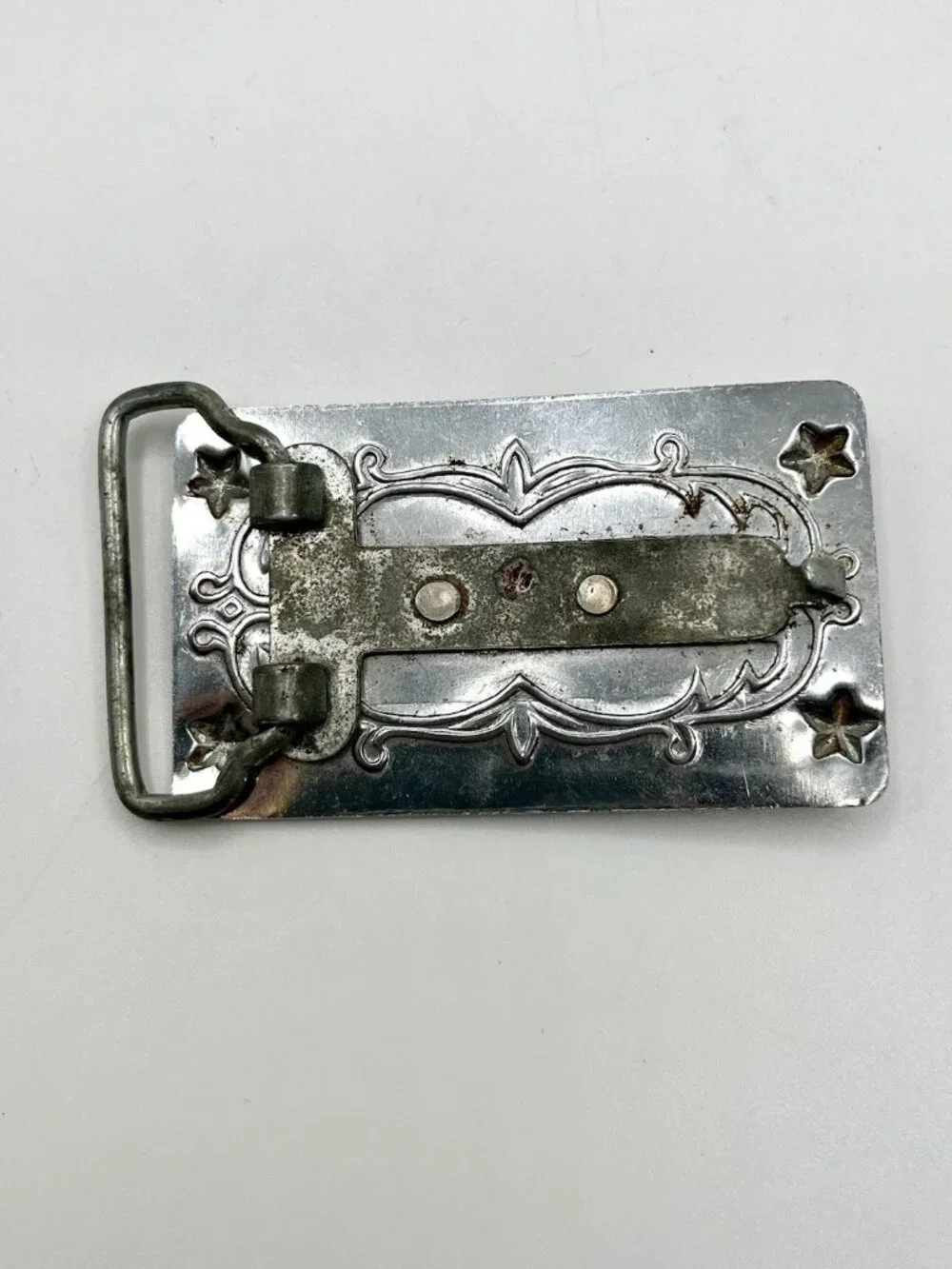 VTG Roadrunner Western Belt Buckle Silver Tone Southwestern Cowboy Rustic 70s